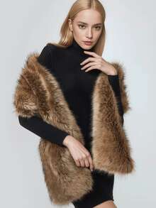 1pc Sexy Y2K Faux Fur Super Large Scarf, Suitable For Women In Winter, Fashionable Subculture Style Fluffy Shawl