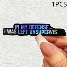 趣味“无人看管”乙烯基贴纸，适用于手机、笔记本电脑、行李箱、头盔、水杯等 - 耐用乙烯基材质 - 彩色 - 查看 12