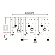 星月造型装饰串灯，电池供电，适用于派对、婚礼、生日等场合，可用作窗帘灯、卧室星月灯、学生公寓装饰、室内外装饰，闪耀的婚礼花园和房间装饰