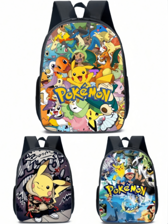 pokemon 1个宝可梦皮卡丘卡通图案背包，大容量学生书包，带笔记本电脑隔层，可调节肩带，休闲轻便旅行背包，适合青少年/学生/毕业生，是日常使用、外出、旅行、上学和返校季的理想之选。