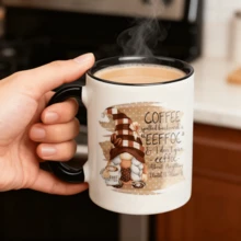 1pc, 11 Ounces Coffee Mug, Coffee Spelled Backwards EEFFOC Coffee Mug, Coffee Mug, Gnome Coffee Mug - Multicolor - View 2