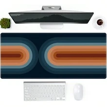 1pcDesk Mat, Gaming Large Mouse Pad For Desk, Computer Desk Pad, Mousepad With Non-Slip Rubber Base, Spill-Resistant XXL Keyboard Mat For Home Office Laptop, Blue Boho Rainbow - Multicolor - View 29