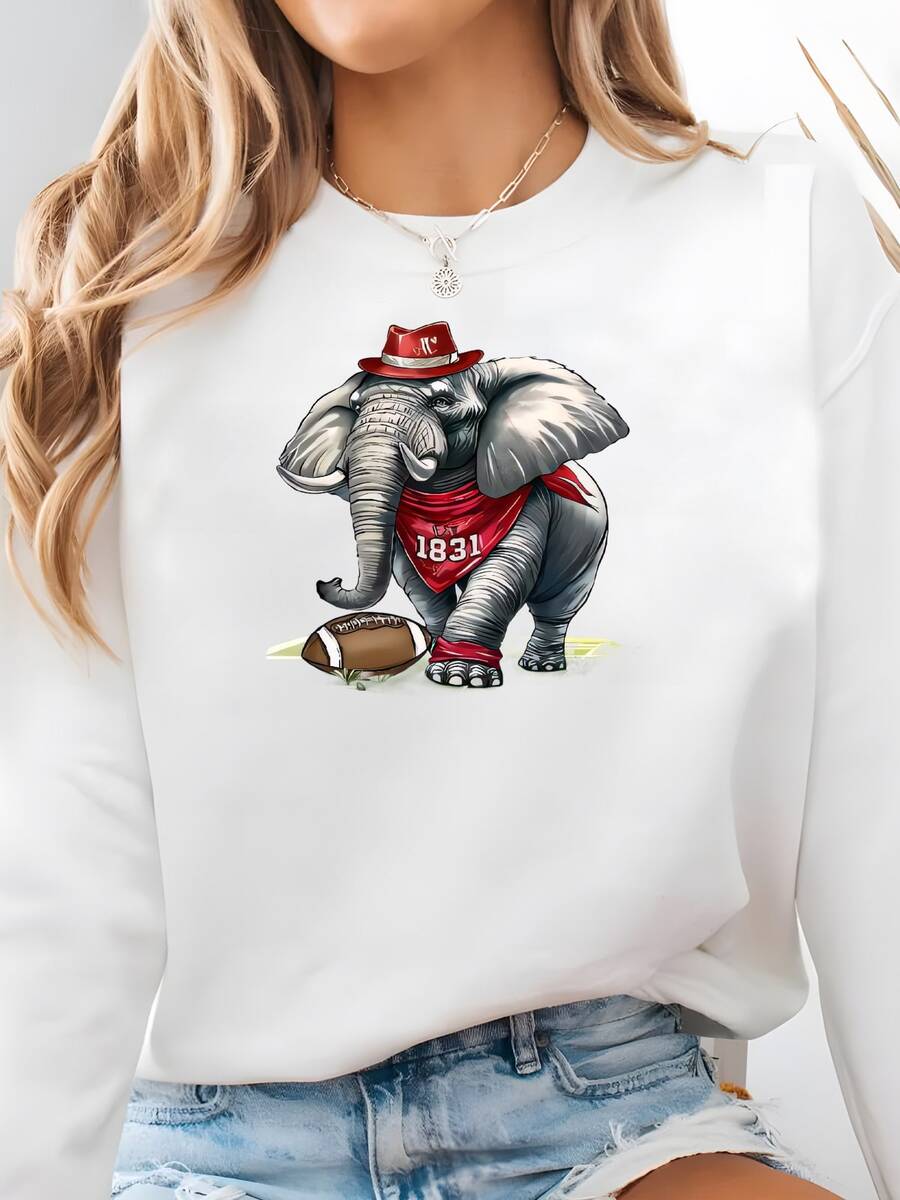 Sudadera, Sudadera De Fútbol, Regalo, Sudadera Cuello Tripulación, Regalo Estudiante Universitario, Sudadera Tuscaloosa Sudadera - Blanco - Ver 1
