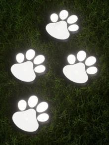 4个太阳能狗爪LED灯，爪印造型太阳能户外灯，带智能传感器，适用于猫狗、宠物花园小径的景观照明，暖白/白光LED，可爱爪印设计，适合宠物爱好者 - 彩色 - 查看 9