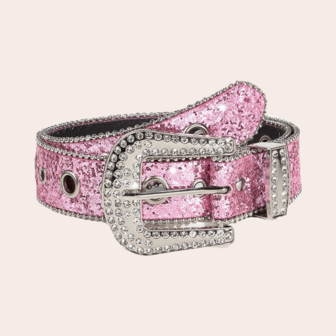 1pc Y2K Punk Party Babe Style Rhinestone Studded Belt, Metal Buckle, Sequin Crafted, Suitable For Mini Skirts, Pencil Skirts And High-Waisted Pants, Perfect For Parties, Gatherings, Daily Wear, Fashion Style, Outdoor Activities, Vacation, Casual Sports, Travel, Autumn, Autumn Clothing, Halloween/Autumn-Winter Accessories, Christmas, Valentine's Day, Back To School Season, Music Festivals