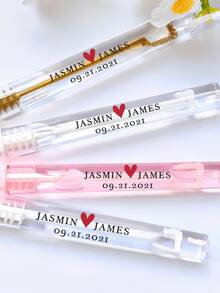 1/12/24/36/48/60/72pcs,Personalized Bubble Labels [LABELS ONLY, Tubes Are NOT Included] -Custom Bubble Wand PVC Stickers,Personalized Name/Date Labels For Wedding/Birthday/Baby Shower Party Favors. - Clear PVC Stickers - View 5
