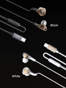REMAX Type-C In-Ear Wired Earphones (With Microphone)Featuring Bass Stereo Noise-Isolating Design And Noise Reduction Function.Ideal As Sport Earphones Or A Gaming Headset, Compatible With IPhone, Android, Pixel, And Other Audio Recording Devices. - RM-670A - View 10