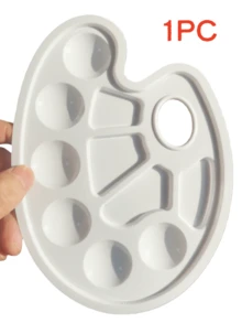 5pcs/10pcs/20pcs[Best Seller]10-Well Oval Color Mixing Palette, Professional Grade Painting Color Tray, Watercolor Oil Acrylic Multi-Purpose, Art Student & Artist Tool, Portable Spill-Proof Plastic Material, 1pc - 6+4 Color Palette - View 7