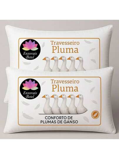 Kit Travesseiros Pluma De Ganso Sintético Toque Suave