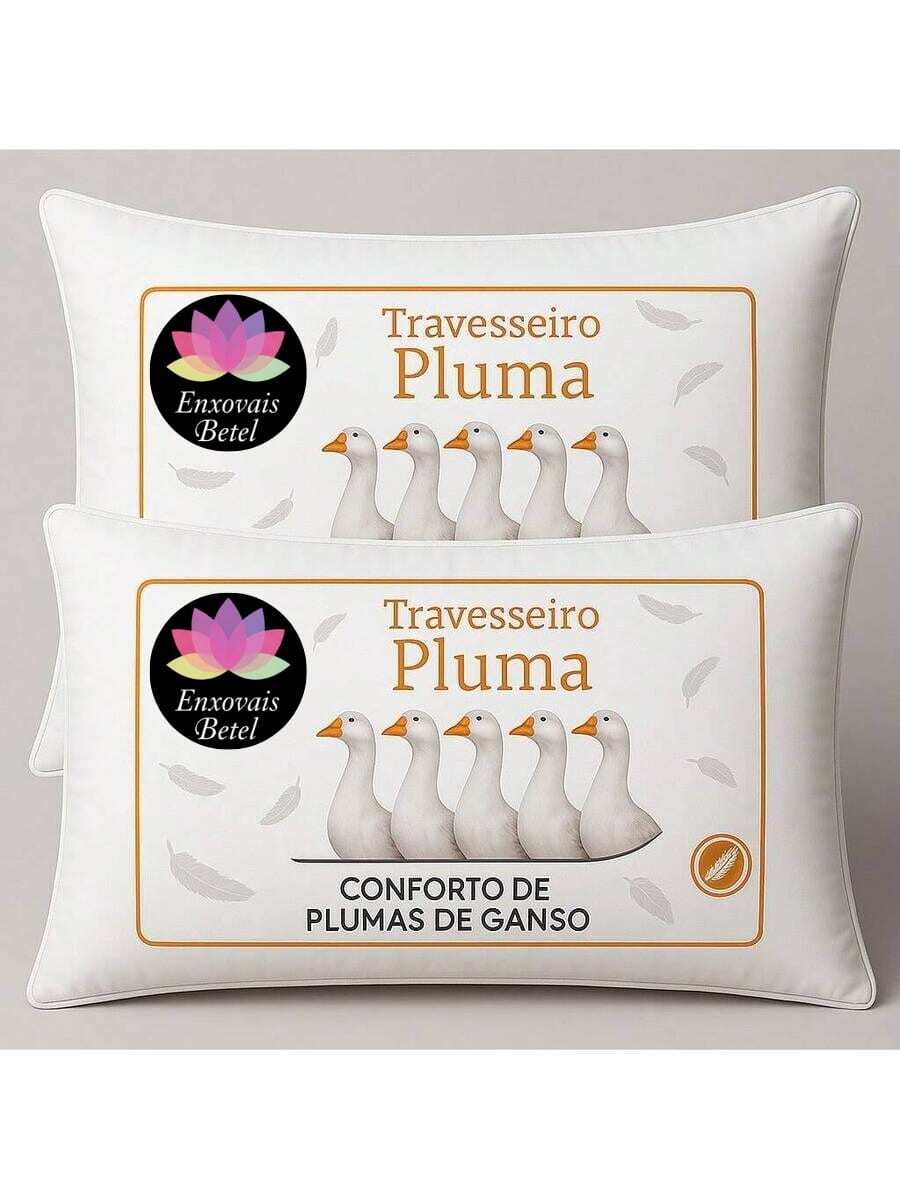 Set Of Synthetic Goose Down Pillows With Soft Touch - 白色 - 查看 1