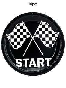 10pcs/20pcs/50pcs/80pcs Race Car Party Plates Cups And Napkins Sets Black And White Checkered Birthday Decorations Tableware Racing Sports Themed Dinnerware For Boys Birthday Baby Shower Home Decor - Multicolor - View 11
