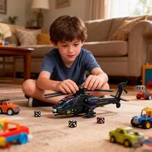 Juguete de Aleación Retorno de Fuerza Apache - Juguete Infantil de Alta Calidad, Diseño Realista, Apto para Juegos en Casa y Exterior #JugueteDivertido #NiñosFelices - Negro - Ver 2