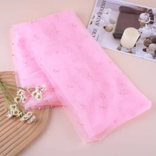 Vải voan hồng trang trí bằng hạt ngọc trai, thích hợp để trang trí đám cưới, tự làm khăn voan cô dâu, phụ kiện hoa cưới ngày Valentine. - Hồng - Xem 1