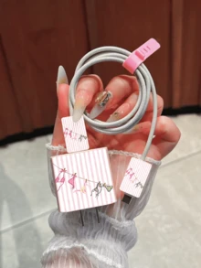 5pcs Set: Phone Case + Data Cable Protector, Minimalist Striped Pattern, Compatible With IPhone 17/17 Pro/A Max/Air/7/8/7p/8p/X/XS/XR/XS Max/11/11 Pro/11 Pro Max/12/12 Pro/12 Pro Max/12 Mini/13/13 Pro/13 Pro Max/13 Mini/14/14 Pro/14 Plus/14 Pro Max/15/15 Pro/15 Plus/15 Pro Max/16/16 Pro/16 Pro Max/16 Plus/17/17 Pro/17 Pro Max/17 Air, Ideal Valentine's Day Gift