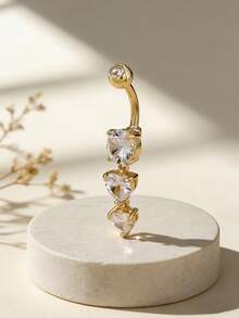 1pc Sexy & Glamorous Heart Shaped Navel Piercing Jewelry, Suitable For Daily Wear, Beach, Party Outfits