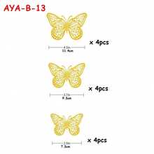 12片可移除蝴蝶墙贴，适用于卧室、客厅、儿童房、生日派对、蛋糕装饰