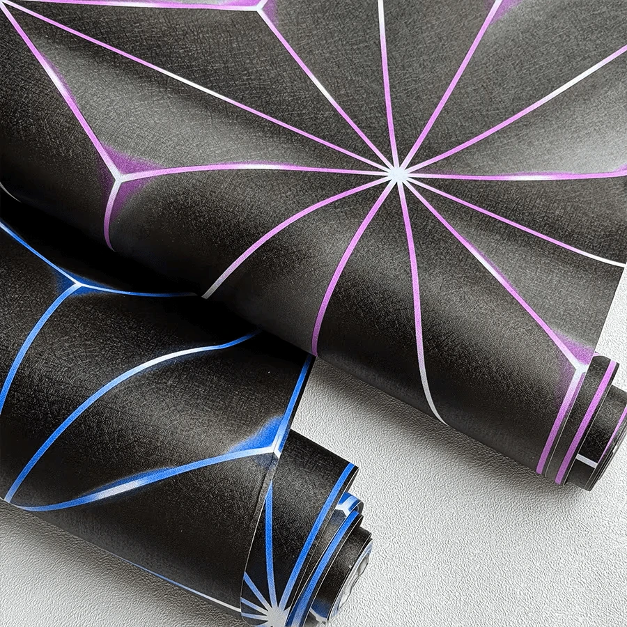 1 Roll Geometric Pattern Vinyl Self-Adhesive Wallpaper/Waterproof Removable/Peel And Stick/Suitable For Living Room/Office/Karaoke Room/Game Room/Dormitory/Wall Decor Sticker/Modern Tech Style Wallpaper