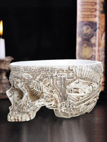 1pc Gothic Skull Flower Pot, Resin Skull Planter With Butterfly Decor, Suitable For Yard, Garden, Balcony, Home Party, Dining Table Decoration - Multicolor - View 4