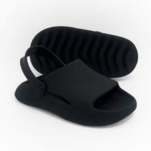 Boys' 2-In-1 Cloud Flip-Flops With Strap – Lightweight, Non-Slip And Comfortable - 黑色 - 查看 1