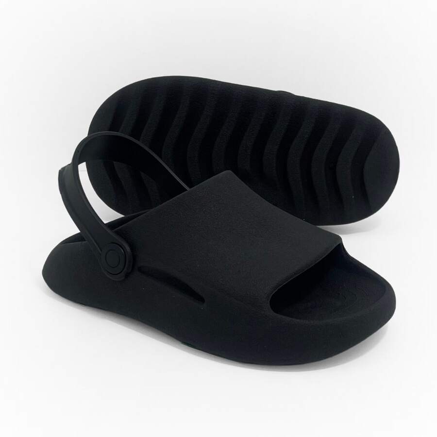 Boys' 2-In-1 Cloud Flip-Flops With Strap – Lightweight, Non-Slip And Comfortable - 黑色 - 查看 1