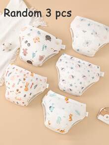 3pcs/Pack S/M/L Baby Potty Training Pants, Waterproof Washable Diaper Underwear For Toddler Boys And Girls