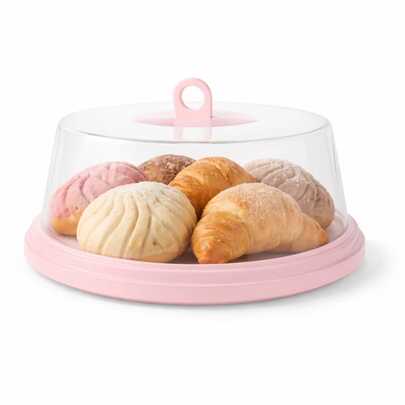 dandu home Panera Pastelera Redonda De Plástico Portátil Con Tapa Transparente, Para Transportar Y Almacenar Pan O Pasteles Charola de plástico, Portador de pan, pastel, frutas o alimentos multifunción