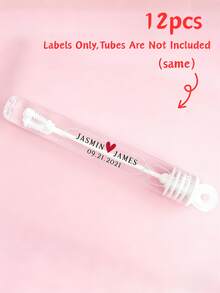 1/12/24/36/48/60/72pcs,Personalized Bubble Labels [LABELS ONLY, Tubes Are NOT Included] -Custom Bubble Wand PVC Stickers,Personalized Name/Date Labels For Wedding/Birthday/Baby Shower Party Favors. - Clear PVC Stickers - View 15
