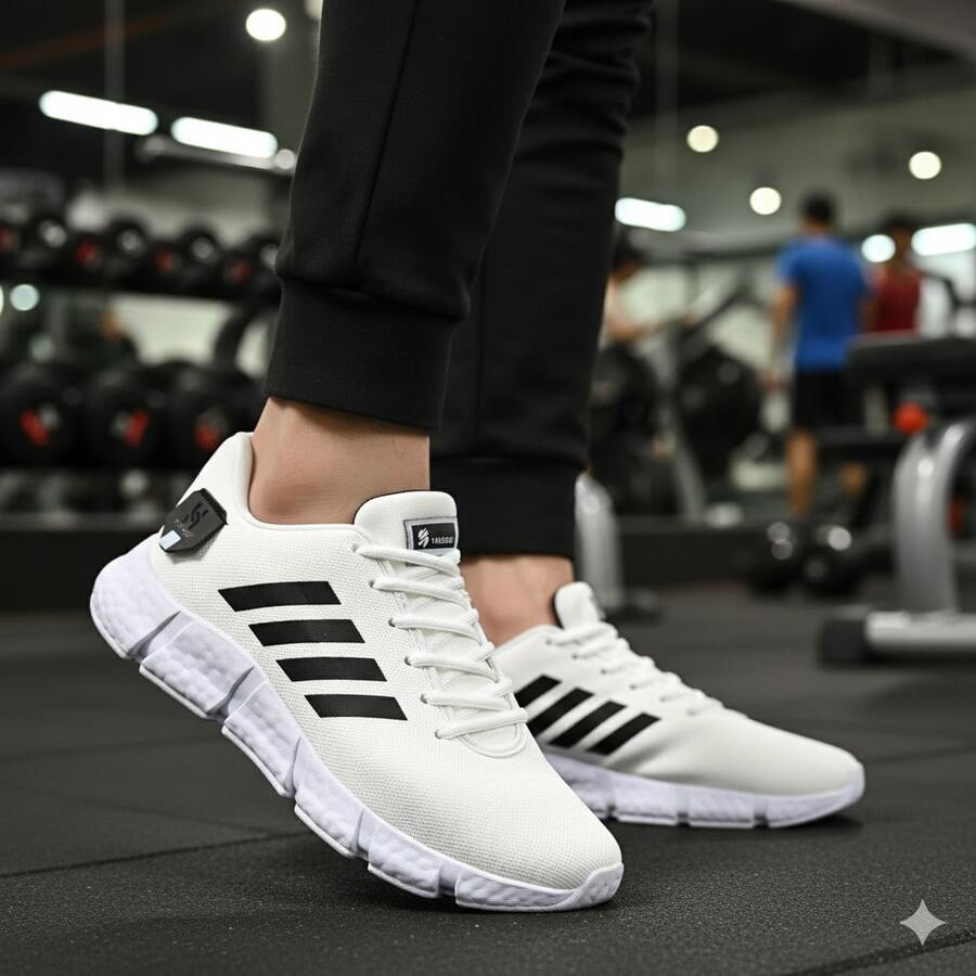 Kics Men's Running Shoes, Gym Shoes, Sports Shoes, Running Shoes, Walking Shoes, Anti-Impact, Breathable, Soft, Ultra Lightweight. - White - View 1