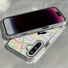Colorful Line Cartoon Print Phone Case Compatible With MOTO G10, G13, G15, G23, G30, G32, G34, G35, G55, G60, G75, G84 Compatible With Samsung S25, S24, S23, S22, And A55/A56 Series Models. Also Fits  PIXEL 3A, PIXEL 4A, PIXEL 5A Series Devices. The Perfect Valentine's Day Gift For Women. - 無色 - 查看 4