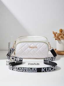 Women's Quilted Rhombus Shoulder Bag, Small Square Crossbody Bag