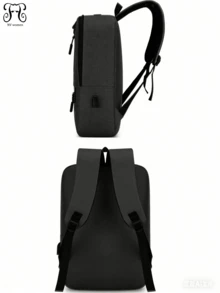 Mochila doble para hombres con patrón de Ramadán, adecuada para la escuela, viajes de negocios, ir y venir del trabajo, viajes, compras, almacenamiento conveniente - Negro - Ver 3