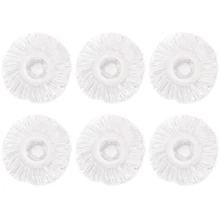 6 Pack Microfiber Replacement Mop Head Spin Mop Head Replacement 6-Pack, Microfiber Refill Heads Universal For 360 Spin Magic Mopping, Round Shape Standard Size White - 白色 - 查看 7