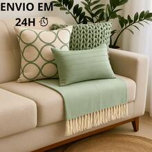Set Of 2 Luxury Giant Sofa Throws 120x210 Decorative Protective Sofa Covers - 混合焦糖和白色 - 查看 4