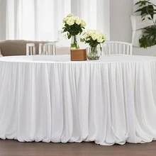 Gonna da tavolo in chiffon per decorazioni da matrimonio - Tovaglia trasparente bianca da 6 piedi per feste di nascita, festa di nascità e decorazioni per torte a casa, 2 strati, lavabile in lavatrice e riutilizzabile - Bianco - Visualizzare 1