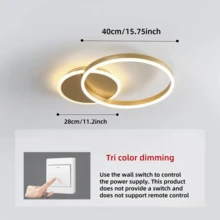 Modern Dimmable LED Ceiling Light, Providing Neutral Light, Warm Light And Warm White Light 3 Modes. Single Ring Design, With Luminous Base (Gold, Black, White), Suitable For Bedroom, Living Room, Foyer, Corridor And Dining Room. Minimalist And Fashionable, 110-240V Voltage, Easy Installation, Wide Lighting Coverage. - Multicolor - View 3