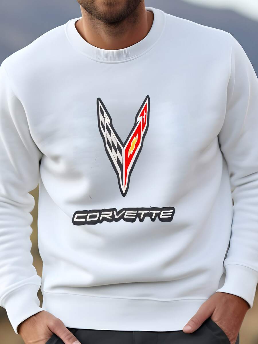 Mens Vintage 90's Corvette Chevrolet Motors Usa Automoción Ligera Cremallera Bombardero Chaqueta / Etiqueta Tamaño 3xl (ver Medidas) Sudadera - Blanco - Ver 1