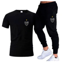 Soccer Team Atlético Mineiro (Galo) T-Shirt And Sweatpants Kit With Pocket - 黑色 - 查看 1