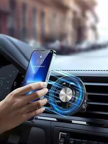 Suport auto MagSafe din aliaj de aluminiu – Adsorbție magnetică puternică, rotație la 360°, design compact care nu blochează orificiile de ventilație, cataramă cu cârlig pentru instalare stabilă, compatibil cu iPhone 12/13/14 și toate smartphone-urile