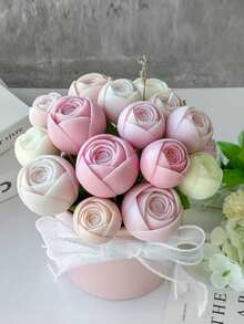 1 Set Valentine's Day Flower Bouquet Scented Candle Molds, Large & Small Rose Floral Decor Handmade Candle Silicone Molds