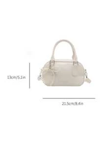 Custom Boston Handbag, Fashion Shoulder Bag, Dual Handle Pillow-Shaped Bag, Retro Crossbody Bag, Classic Solid Color Fashion Handbag, PU Material Decor, Portable Women's Coin Purse, Elegant Business Commuter Bag, Suitable For Shopping, Commuting And Outings. Great Gift For Valentine's Day And New Year. - Multicolor - View 6