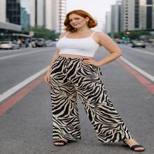 Elegant Viscose Wide Leg Trousers For A Chic Dressy Look - Đen và trắng - Xem 2