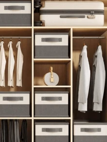 1 pieza Caja de almacenamiento de edredón beige-gris, material duradero, caja de almacenamiento de ropa, almacenamiento compartimentado para artículos sin usar, organización del armario, cesta de almacenamiento plegable, adecuada para el almacenamiento de juguetes en la esquina y el almacenamiento de ropa sucia. - Multicolor - Ver 2