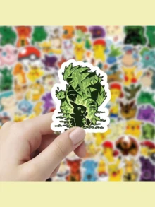 pokemon 100张卡通热门动漫宠物怪兽可爱贴纸，礼品包装封口胶带DIY贴纸，剪贴簿日记装饰贴纸，动漫周边DIY贴纸，惊喜礼物 - 彩色 - 查看 3