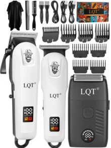 LQT 1/2/3pcs Professional Hair Clipper & Beard Trimmer Set, Includes Hair Clipper/Trimmer/Shaver, USB Rechargeable, LED Display, Low Noise & Vibration, Home Haircut Kit, Beginner-Friendly, Great Gift For Men - Multicolor - View 2