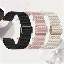 3条/套 编织弹力尼龙运动单圈表带，兼容三星Galaxy Watch、佳明手表、Amazfit手表、红米手表，通用18mm 20mm 22mm快拆尼龙弹性表带腕带手链，兼容Galaxy Watch7 6 5 4，智能手表配件 - 18mm - 查看 22