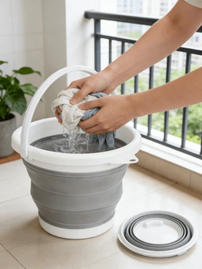 1pc Collapsible Bucket And Mop Bucket, Foldable Ice Bucket, Suitable For Camping, Car Washing, Beach Party, Fishing And Other Outdoor Activities. This Plastic Washing Basin Is Very Suitable For Household Cleaning, Can Also Be Used As A Portable Sink In RV Kitchens, Collapsible Bucket With Lid, Collapsible Watering Can, Car Washing Bucket, Collapsible Wash Basin, Mop Bucket With Separate Dirty Water, Plastic Bucket With Handle. Christmas Gift, Father's Day Gift, Birthday Gift, Suitable For Outdoor, Travel, Home