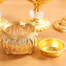 1 chiếc lư hương rỗng bằng kim loại mạ vàng kiểu Ả Rập, giá đỡ hương than và nhựa, đồ trang trí để bàn. - Vàng - Xem 2