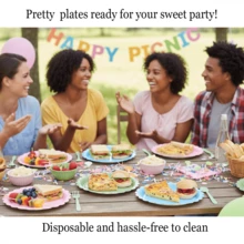 50/30/20pcs 7-Inch Disposable Floral Paper Plates, Leak-Proof & Thick, 3-Second Cleanup, Party/Camping/Picnic/Graduation/Birthday/Holiday/New Year/Valentine's Day Tableware - Lace In Multiple Colors - View 8