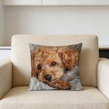 1 Vỏ gối trang trí họa tiết chó Poodle đáng yêu - 17.7*17.7 inch, in kỹ thuật số 2D một mặt, có khóa kéo và có thể giặt máy, hoàn hảo cho trang trí nhà kiểu nông trại và hiện đại, không bao gồm ruột gối. - Nhiều màu - Xem 6