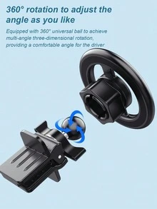 Suport auto MagSafe din aliaj de aluminiu – Adsorbție magnetică puternică, rotație la 360°, design compact care nu blochează orificiile de ventilație, cataramă cu cârlig pentru instalare stabilă, compatibil cu iPhone 12/13/14 și toate smartphone-urile